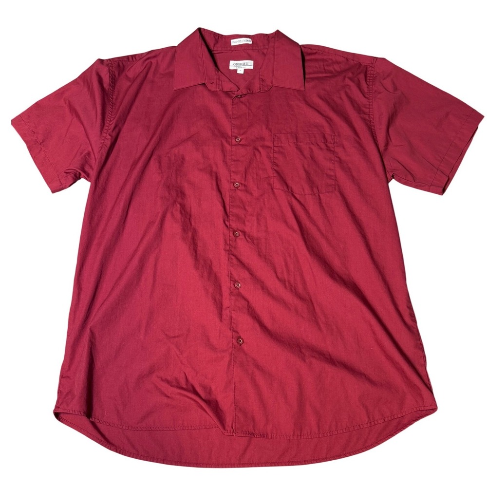 Gioberti Mens XL Burgundy Red Short‎ Sleeve Button Down Shirt Classic Fit Pocket